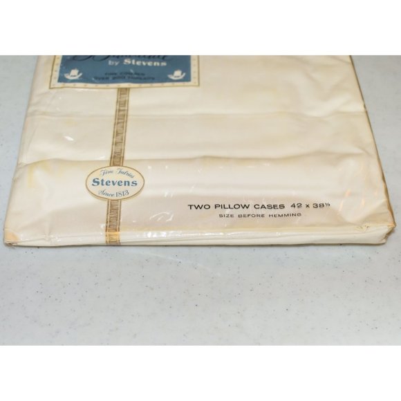 NWD Stevens Beauticale Cotton 200 Thread (2) Cream Pillow Cases 42 x 38.5 - Picture 9 of 9